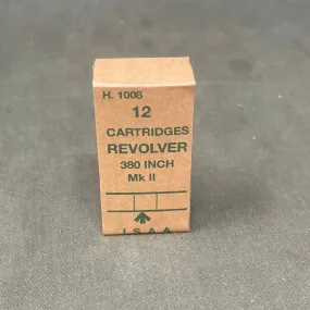 12 x .380 INERT British Webley Revolver Brass Cartridges Boxed