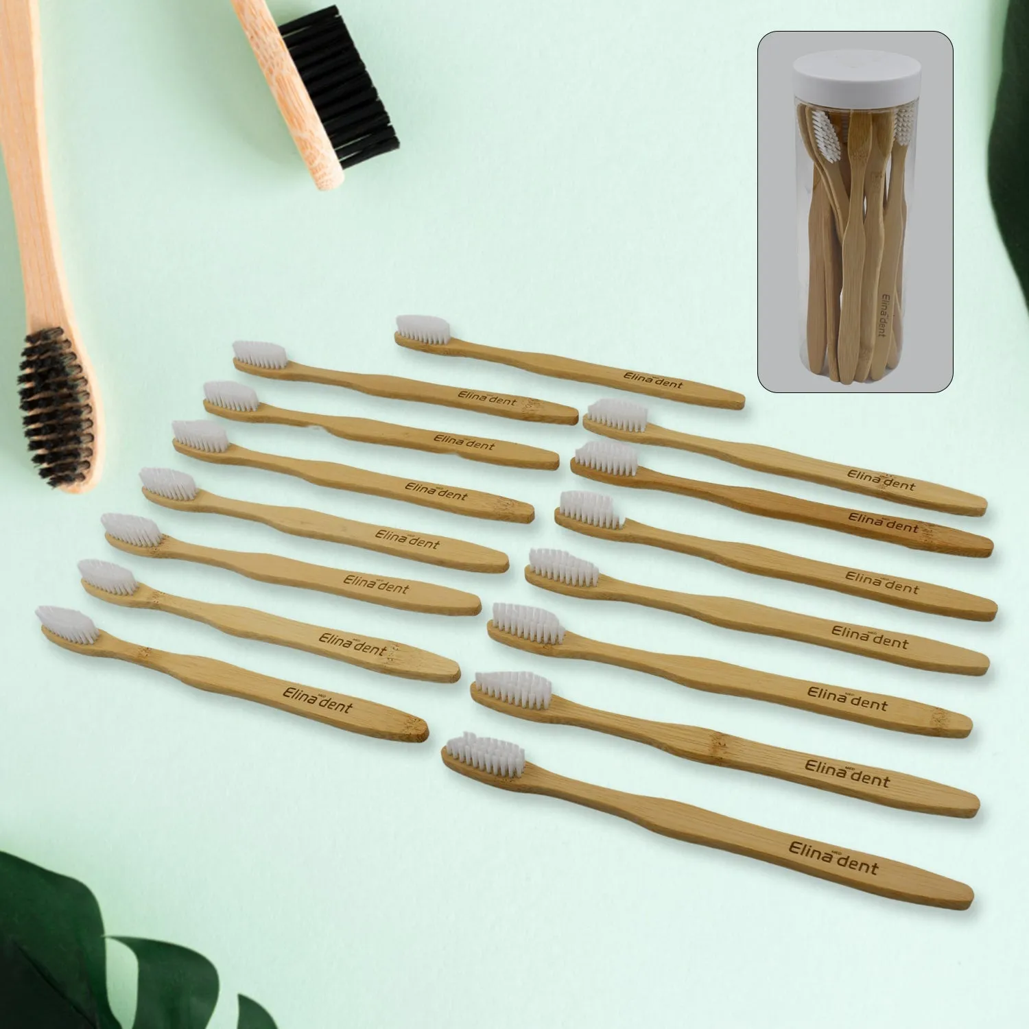 13079 Bamboo Wooden Toothbrush Soft Toothbrush Wooden Child Bamboo Biodegradable Toothbrush, Manual Toothbrush for Adult, Kids (15 pcs set / With Round Box)