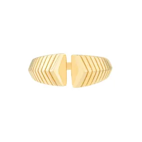 14K Yellow Gold Open Chevron Cuff Ring