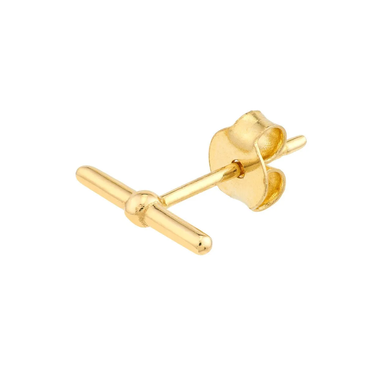 14K Yellow Gold Polished Bar Stud Earrings