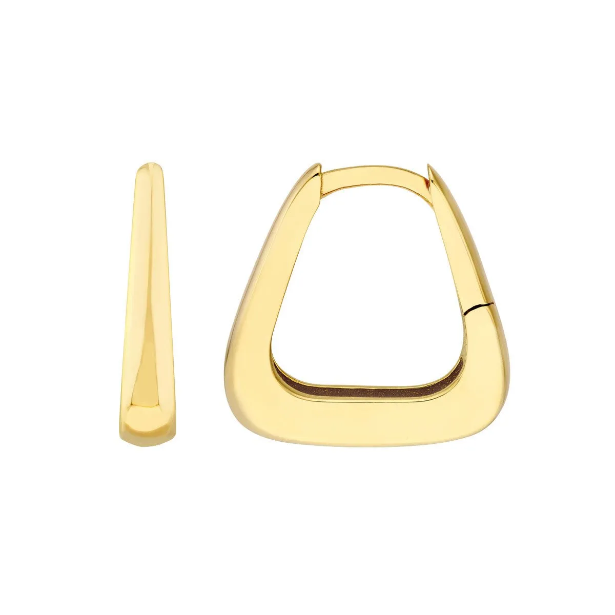 14K Yellow Gold Tapered Squared Off Mini Hoop Earrings