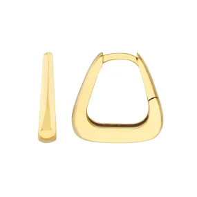 14K Yellow Gold Tapered Squared Off Mini Hoop Earrings