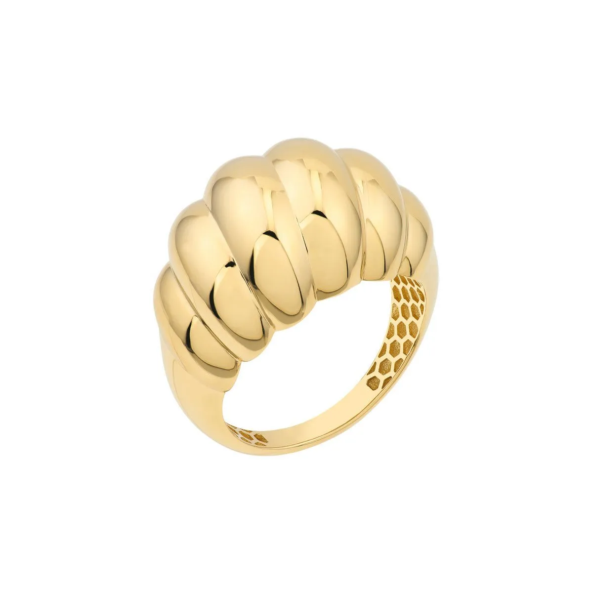 14K Yellow Gold Twisted Polished Dome Ring