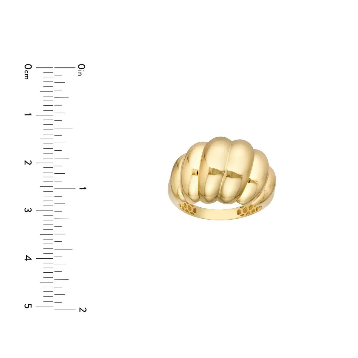 14K Yellow Gold Twisted Polished Dome Ring