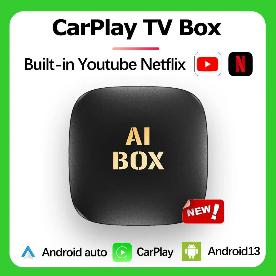 2024 New CarPlay TV Ai Box Android13 Tv Box Support Netflix YouTube Wireless Carplay Android Auto Adapter for Wired Carplay