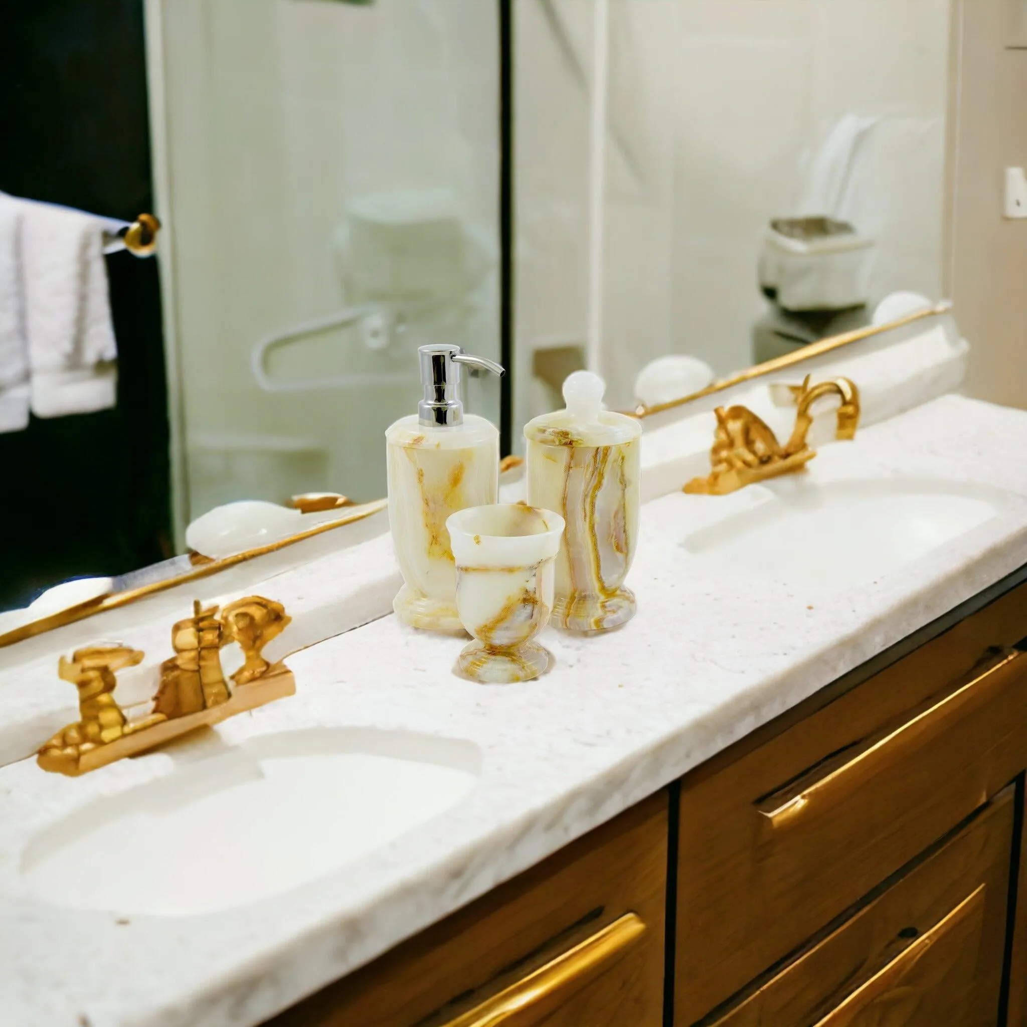 3 Piece Bathroom Vanity Set - White Onyx