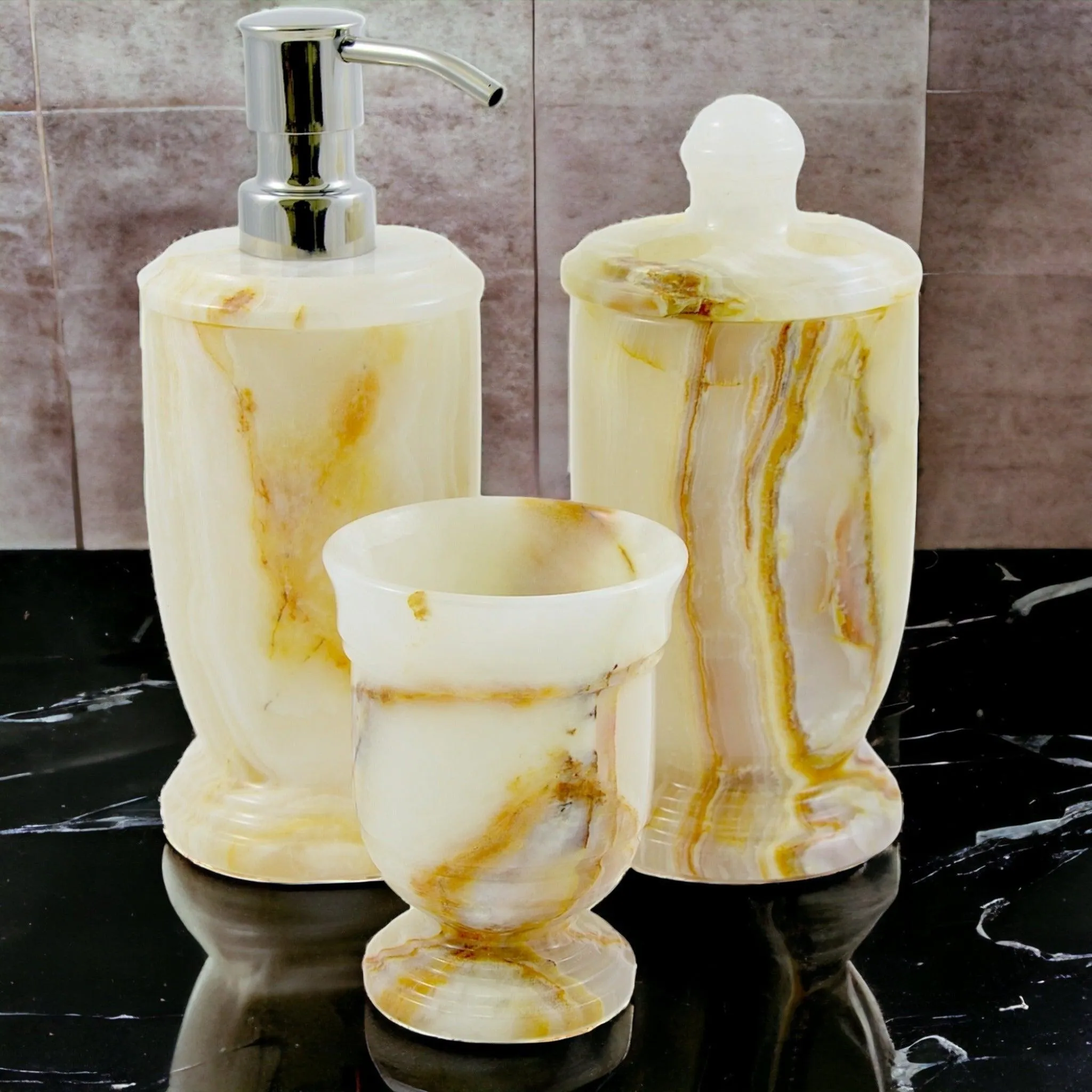 3 Piece Bathroom Vanity Set - White Onyx