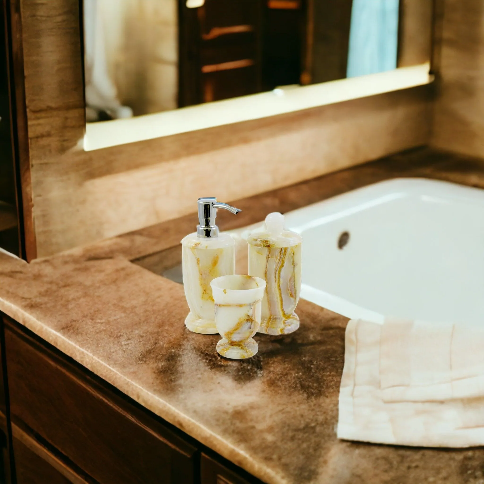 3 Piece Bathroom Vanity Set - White Onyx