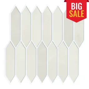 3D Light Cream Matt Elongated Hexagon Peel and Stick Wall Tile