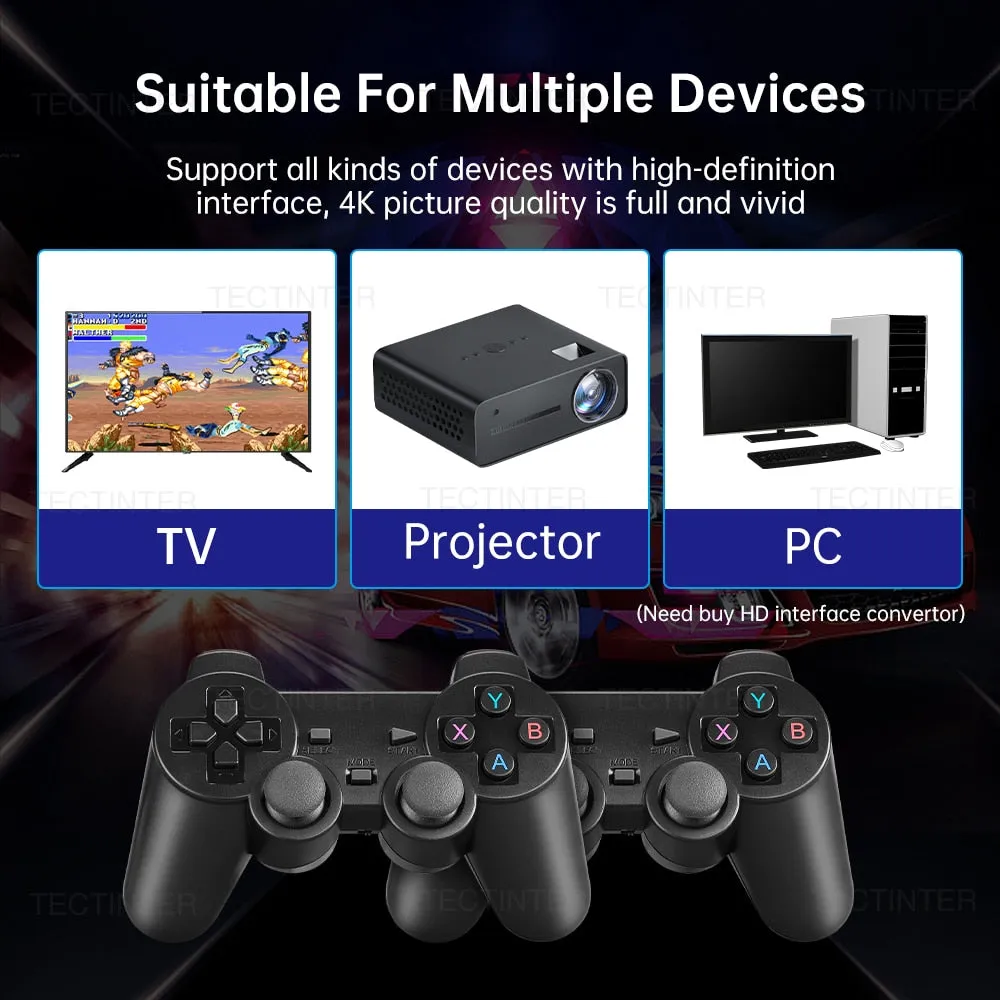 4K TV Game Stick Video Game Console For PS1/GBA/FC 10000  Games Handheld Game Console With 4 Gamepads Wireless Controller