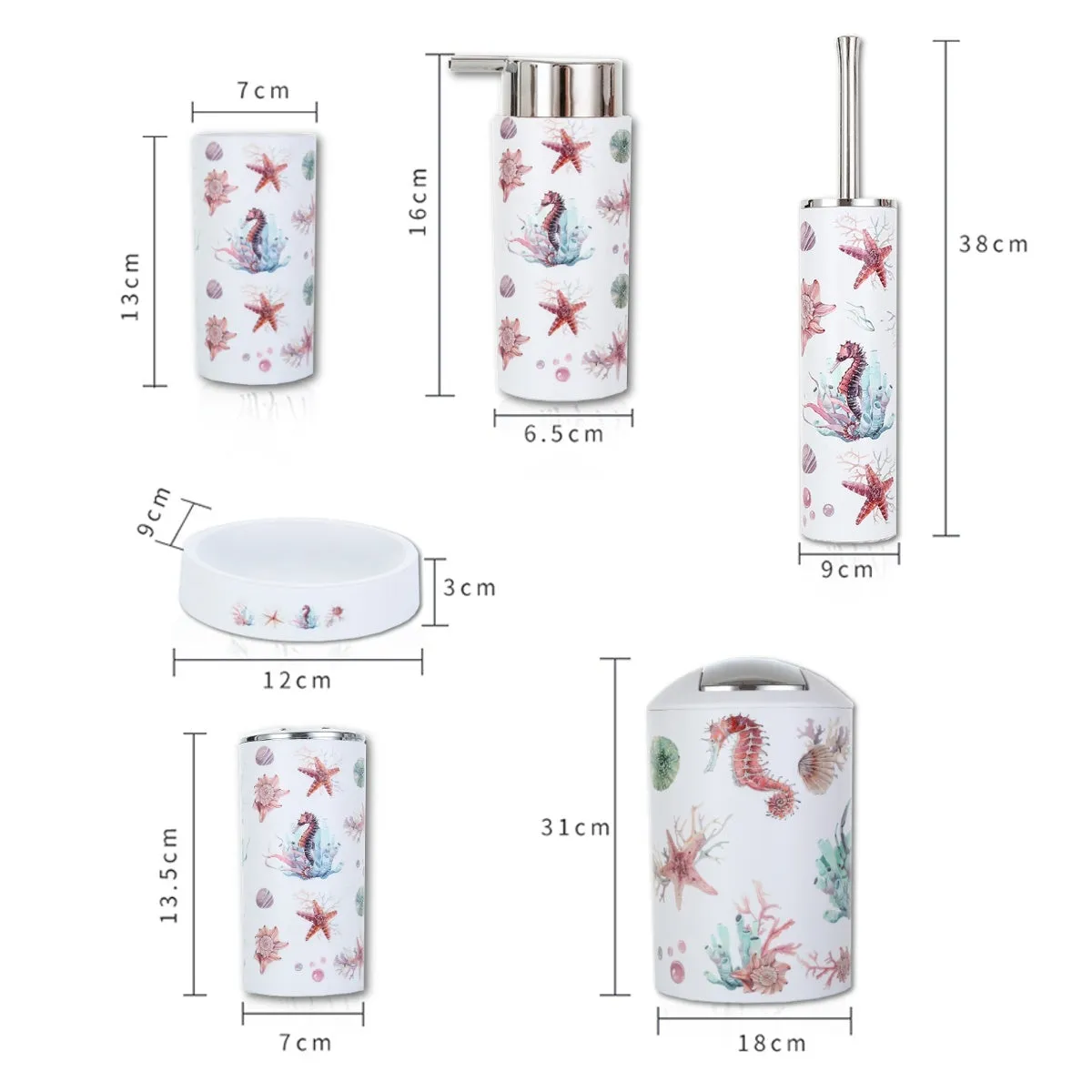 6Pcs Stainless Steel European Style Bathroom Accessories Set Toothbrush Holder Sanitizer Bottle for Home Hotel Shop Homestay