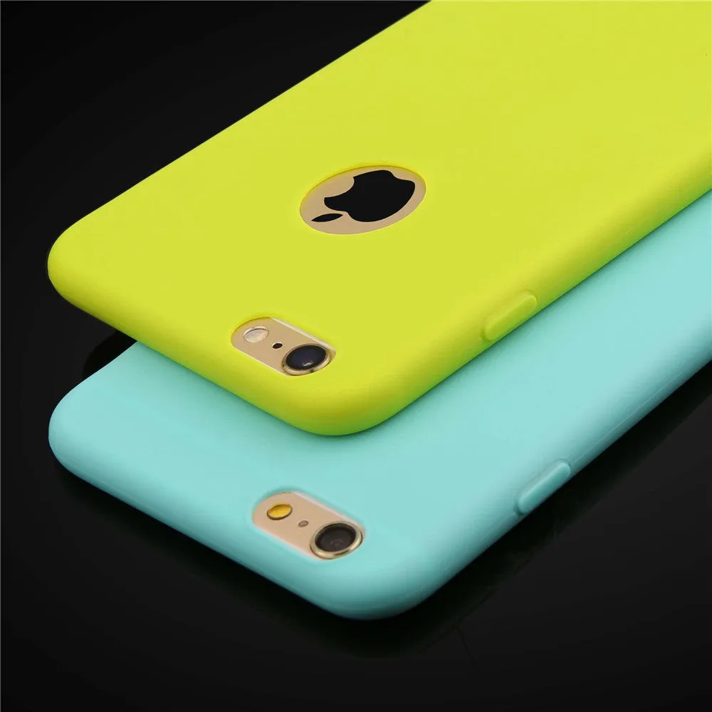 7 Candy Color Soft TPU Silicon Phone Cases For iphone 7 6 6s Plus SE 5 5s Case Ultra Thin Cover Cute Solid Colorful Matte Funda