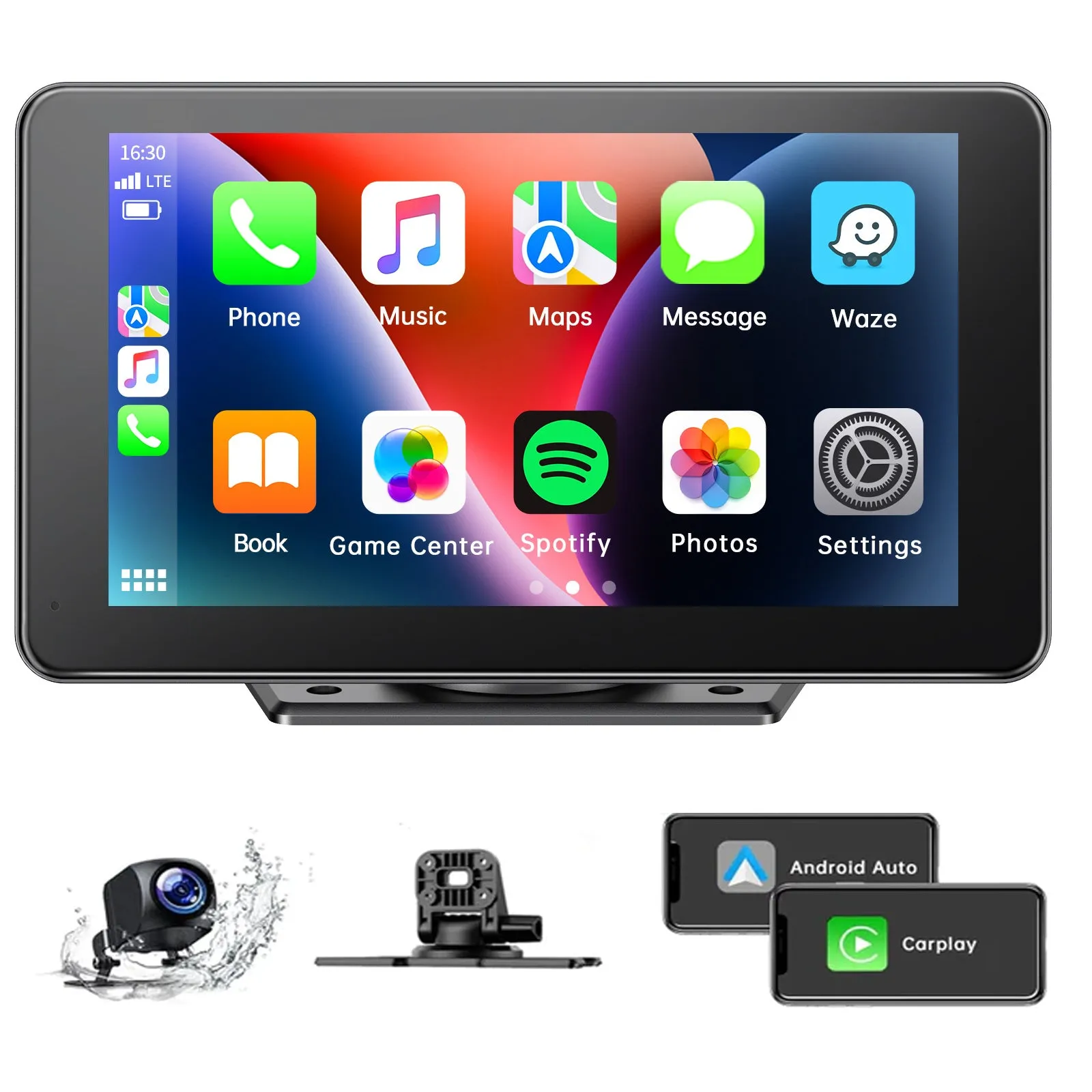 7'' Car Stereo 2.5D Wireless Apple Carplay & Android Auto with 1080P Backup Camera, Airplay and Bluetooth