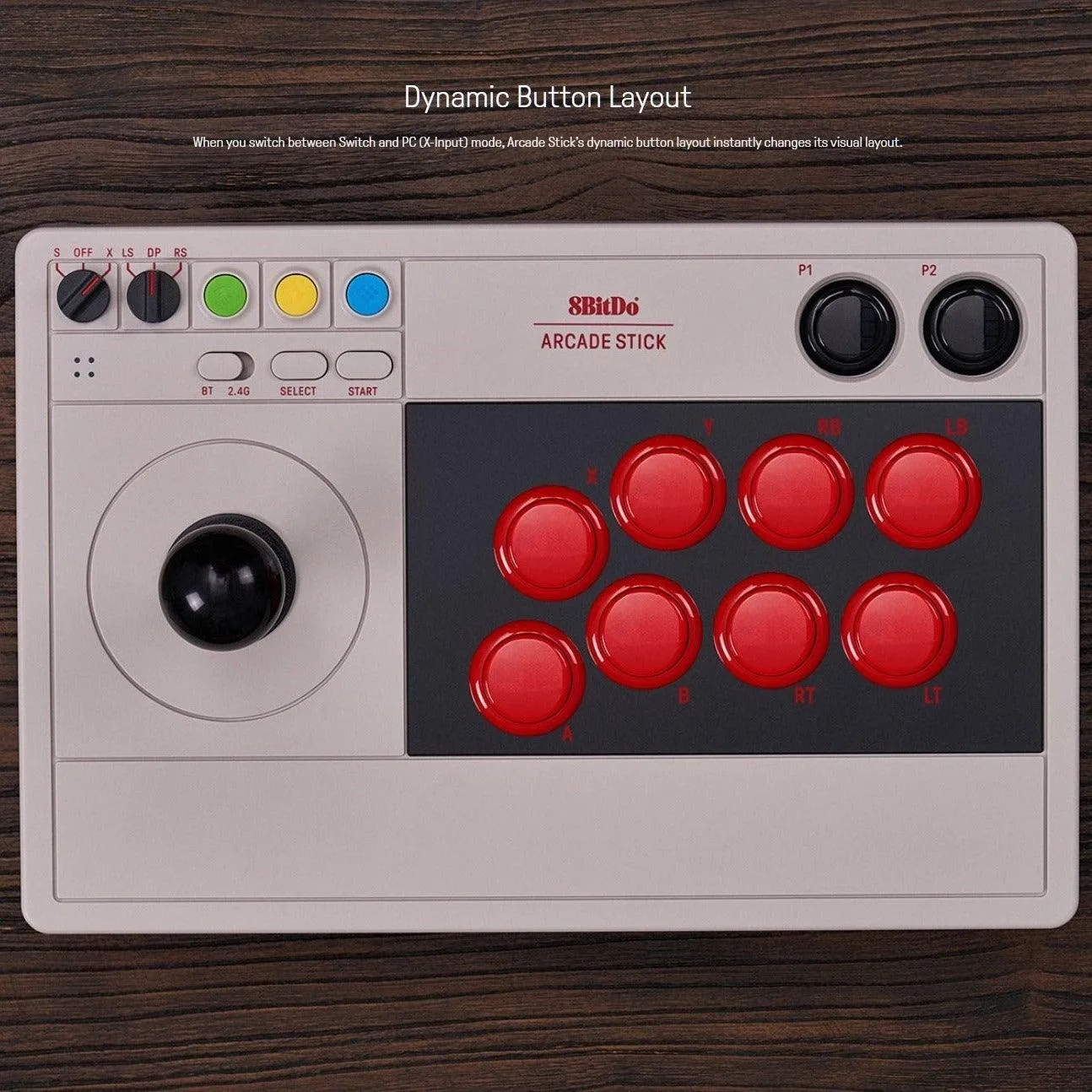 8BitDo Arcade Stick: Turbo & Macro Functions. Bluetooth, 2.4G and USB Wired Connectivity for Switch & Windows PC