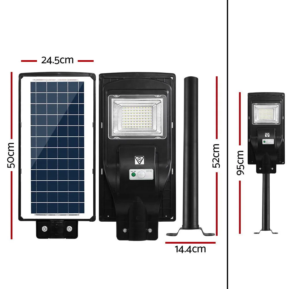 90W 80 LED Solar Street Light, Motion Sensor, IP67, 2-Piece, Leier