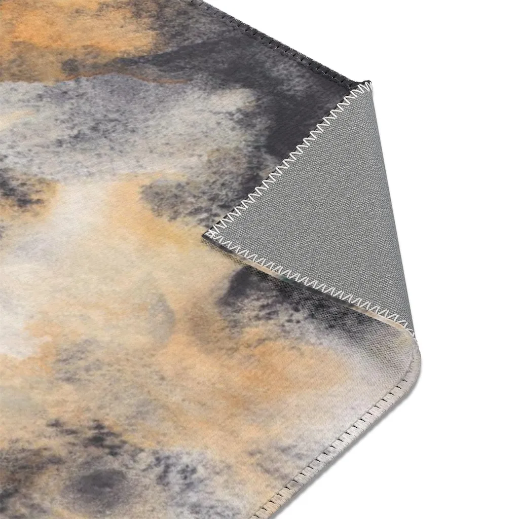 Abstract Area Rug | Black Gray Orange Ombre