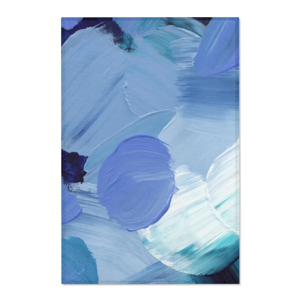 Abstract Area Rug | Blue White Lavender Acrylic