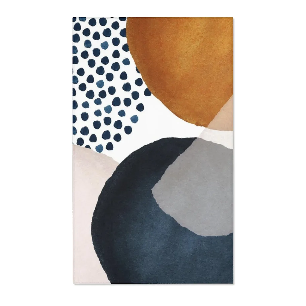 Abstract Area Rug |  Brown Navy Cream