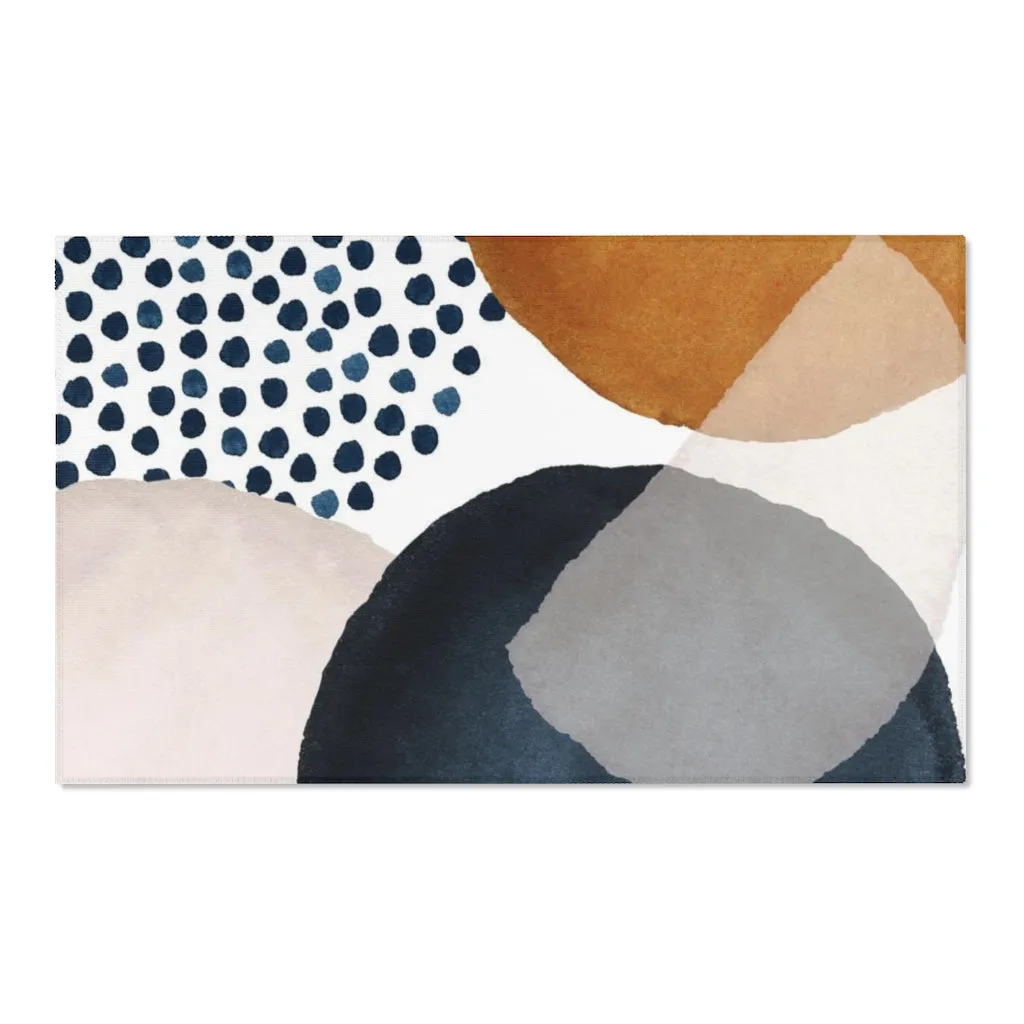 Abstract Area Rug |  Brown Navy Cream