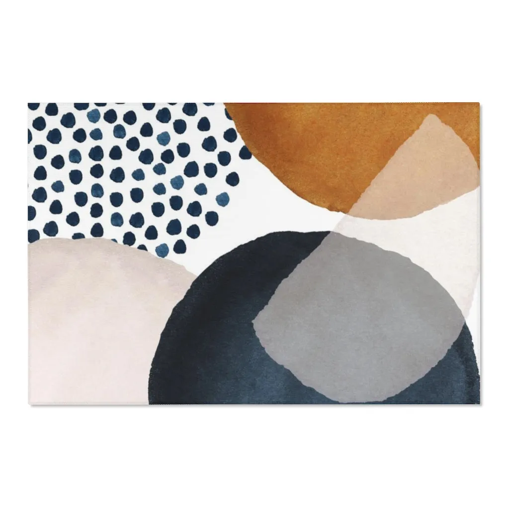 Abstract Area Rug |  Navy Rust Orange Cream