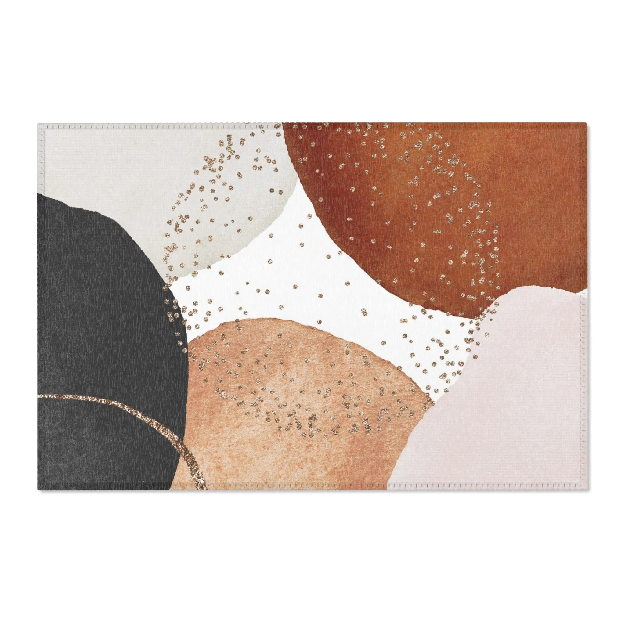 Abstract Boho Area Rug | Modern Rust Beige, Grey Black