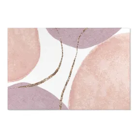 Abstract Boho Rectangle Area Rug | Modern Blush Pink, Lavender Purple