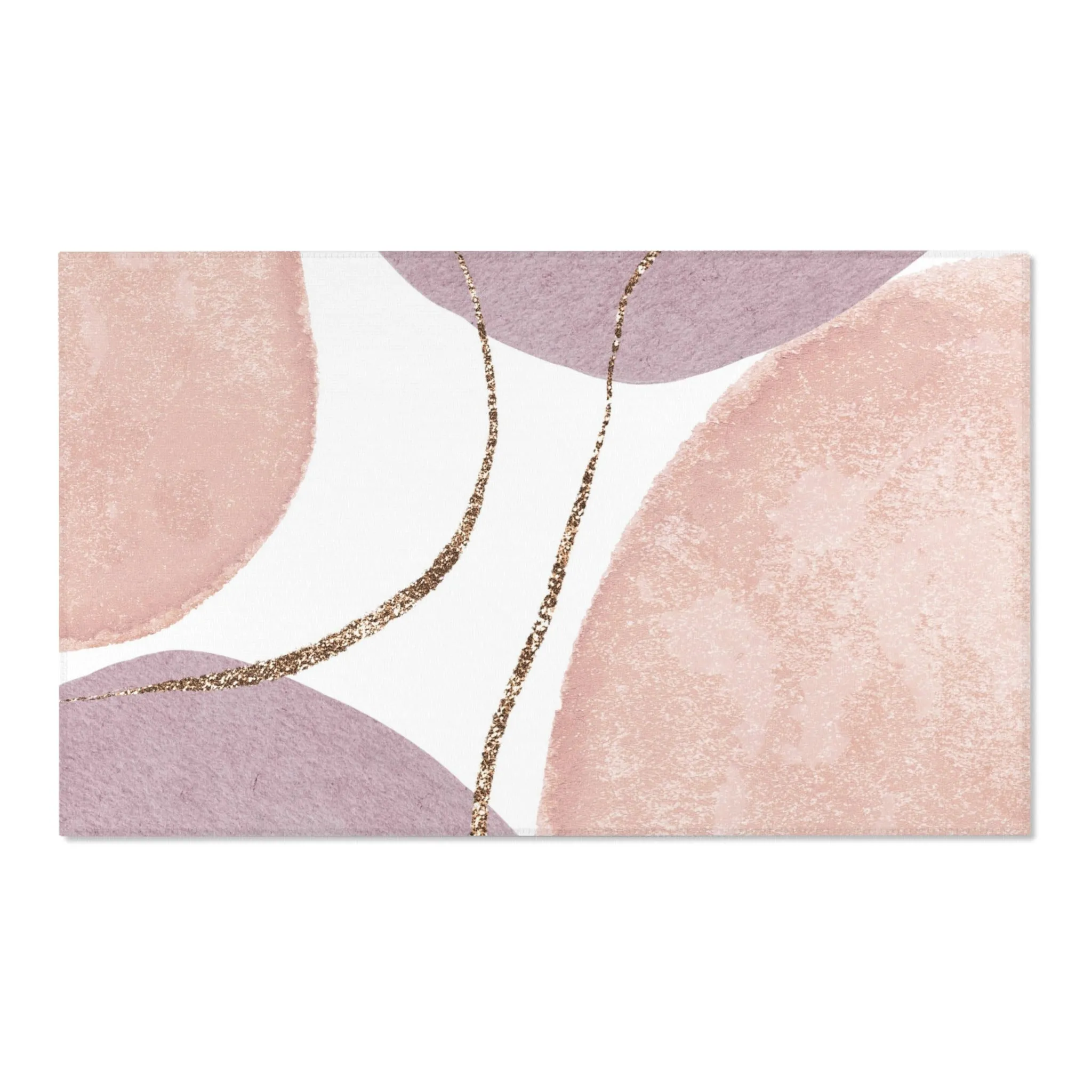 Abstract Boho Rectangle Area Rug | Modern Blush Pink, Lavender Purple