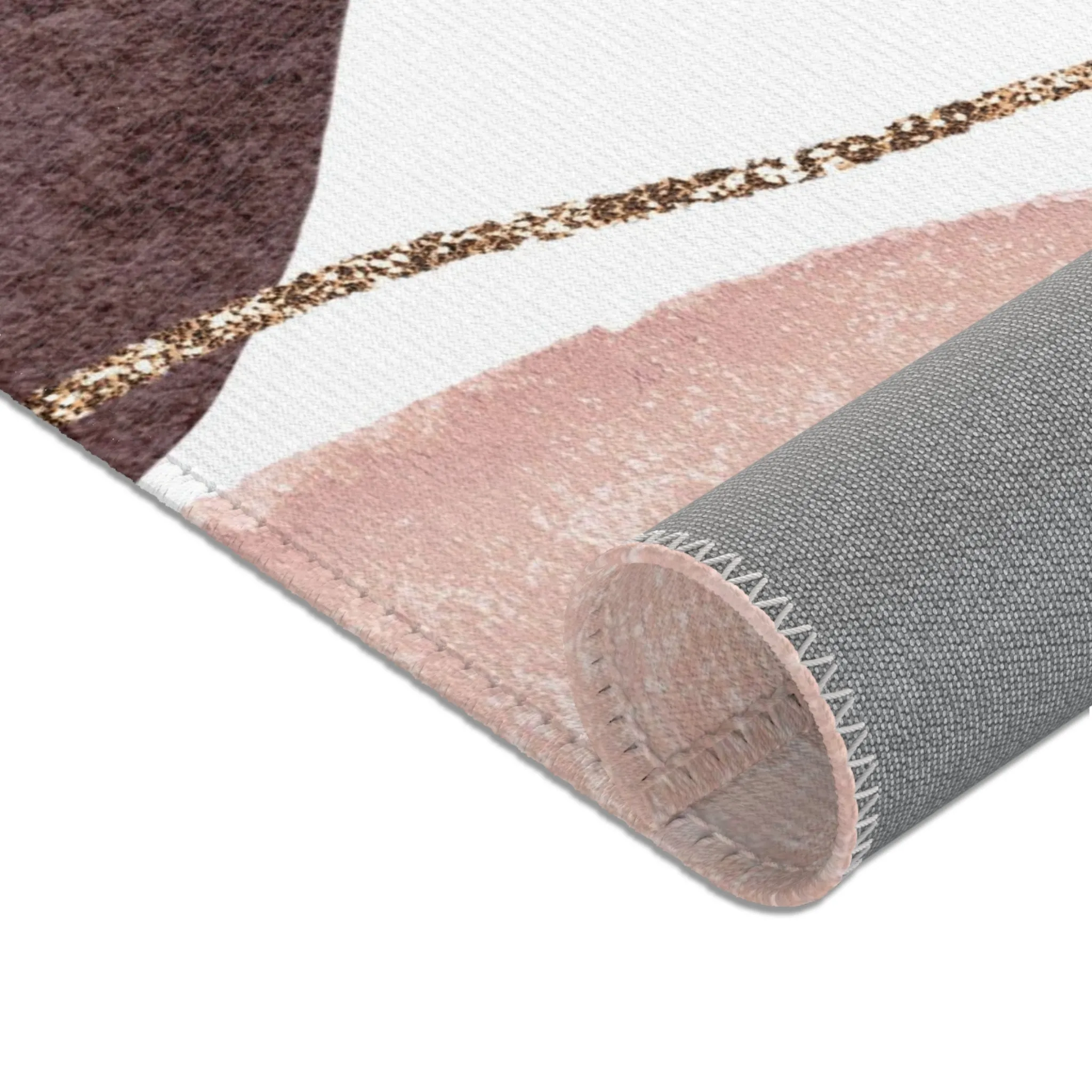 Abstract Boho Rectangle Area Rug | Modern Blush Pink, Wine Mauve