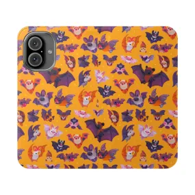 Adorable Bat-Themed Flip Cover Phone Case in Yellow