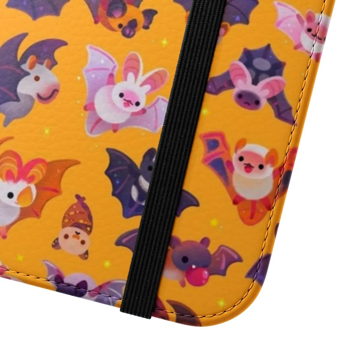 Adorable Bat-Themed Flip Cover Phone Case in Yellow