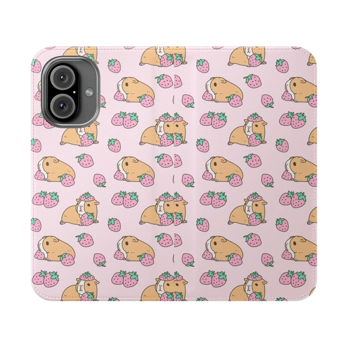 Adorable Pink Guinea Pig Strawberry Pattern Phone Case