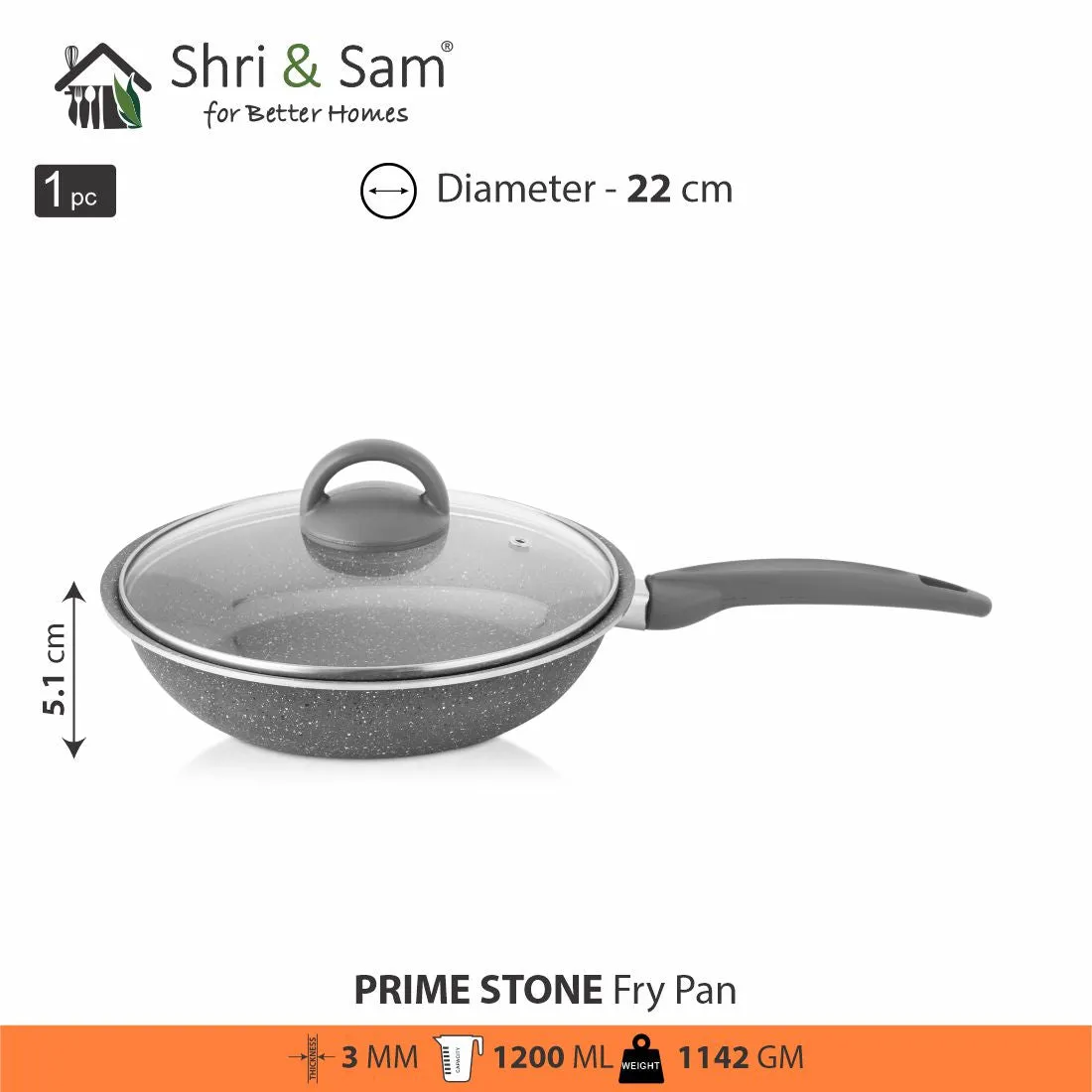 Aluminium Non-Stick Fry Pan with Glass Lid Primestone