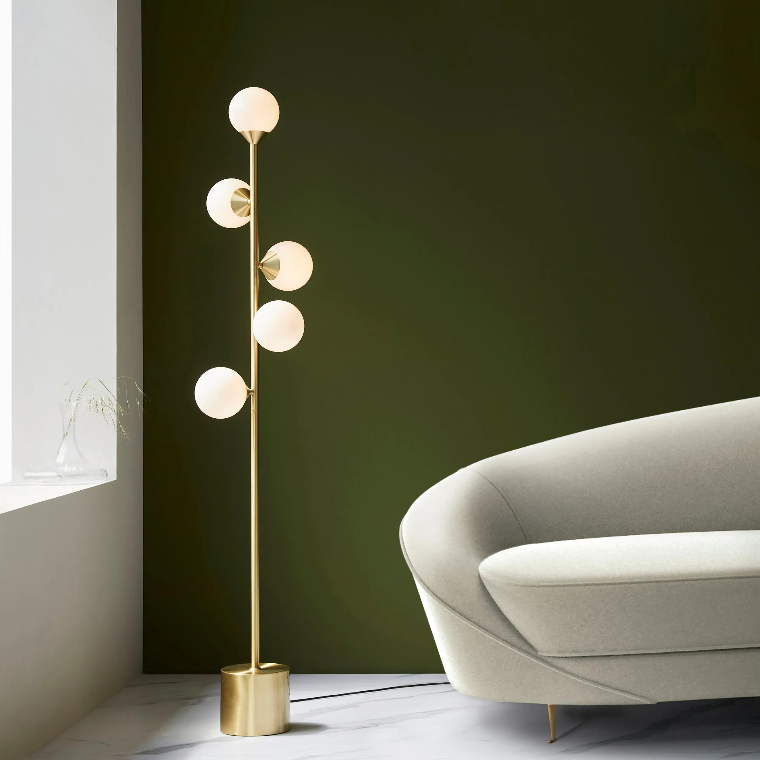 Amos Crib Floor Lamp Brushed Brass