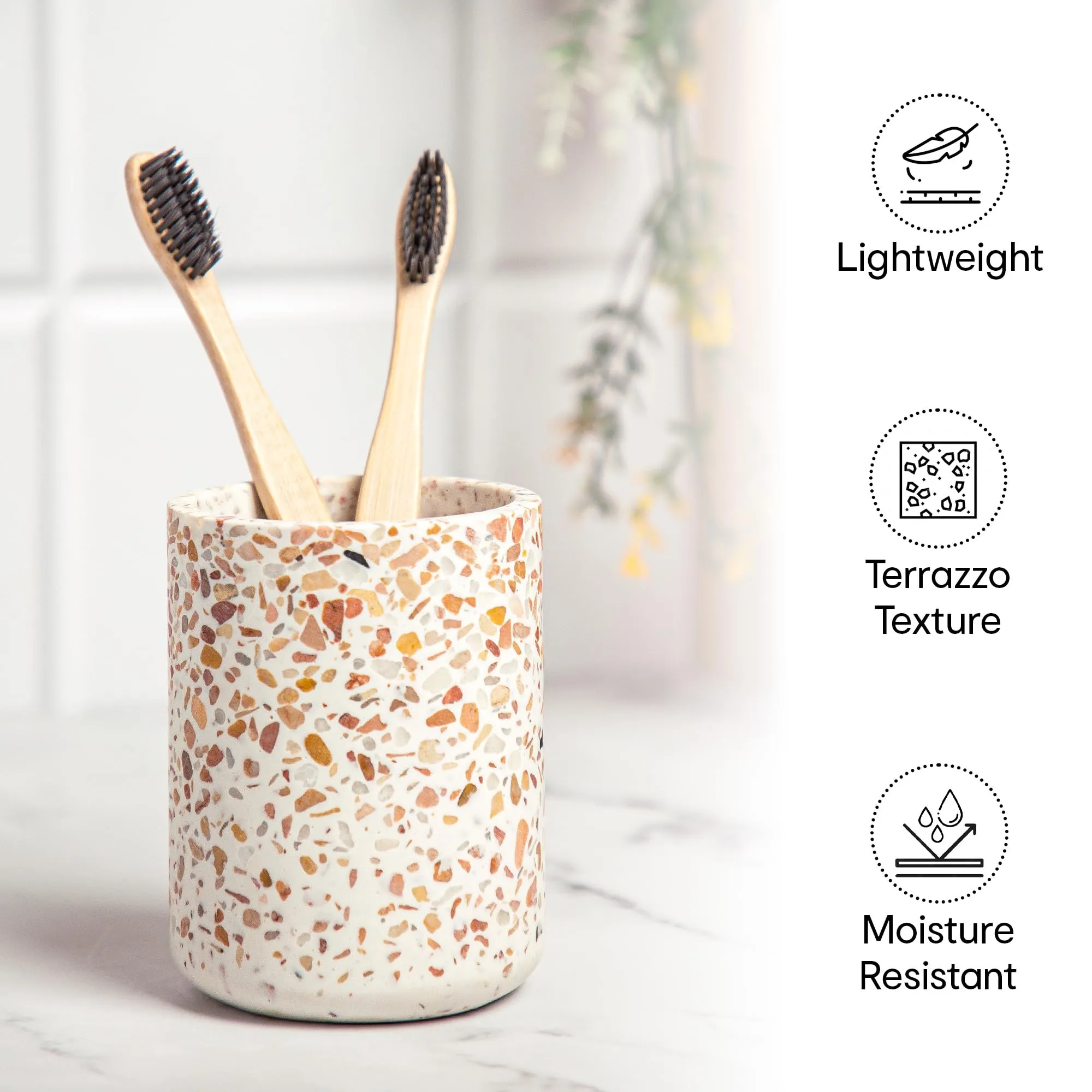 Anko Ceramic toothbrush holders for Bathroom Organiser (White 500ML)| Makeup Brush Holder | Storage Organizer | Pen Stand for Office | Bathroom Accessories | Office Table Accessories