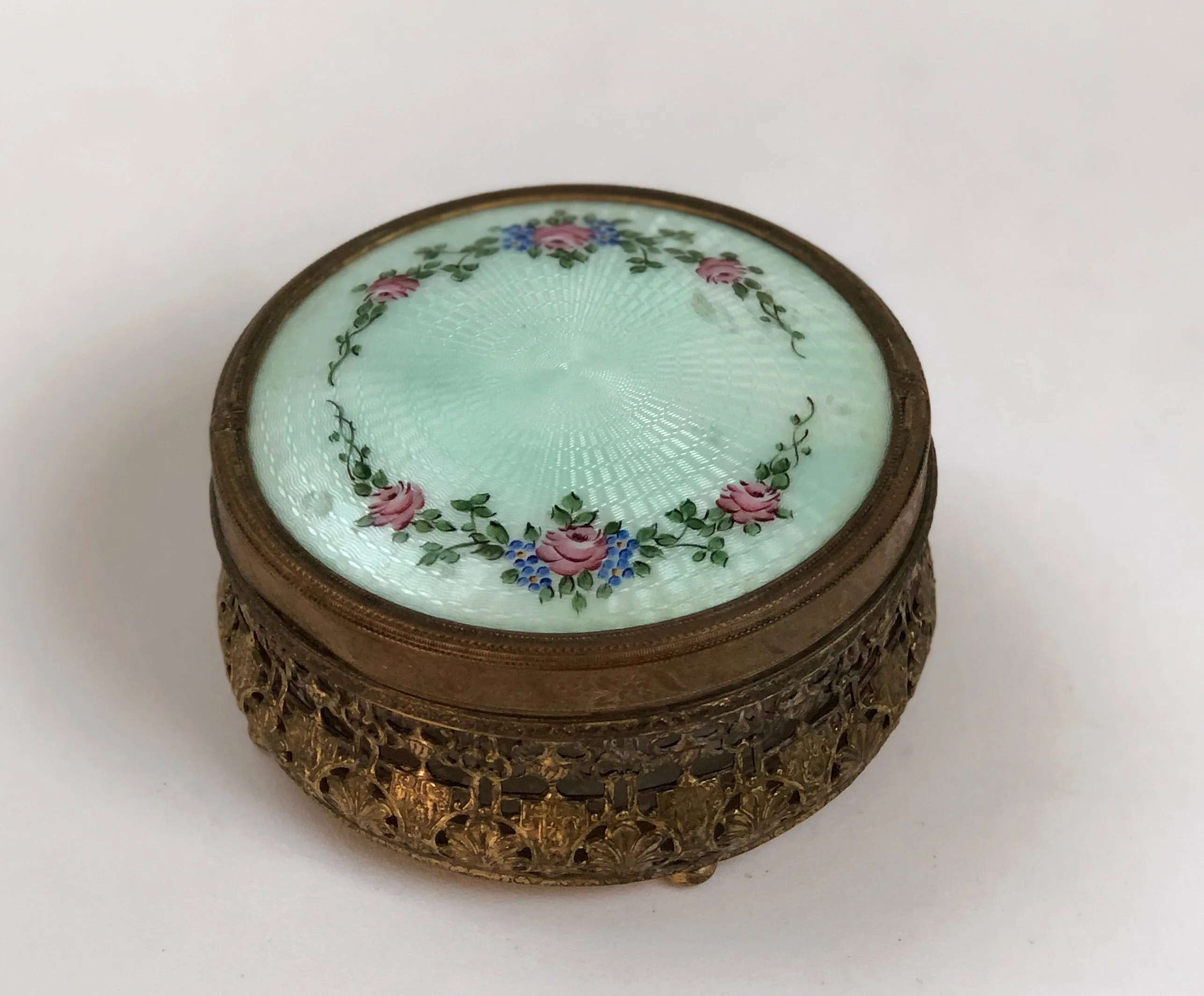 Antique French Victorian Floral Trinket