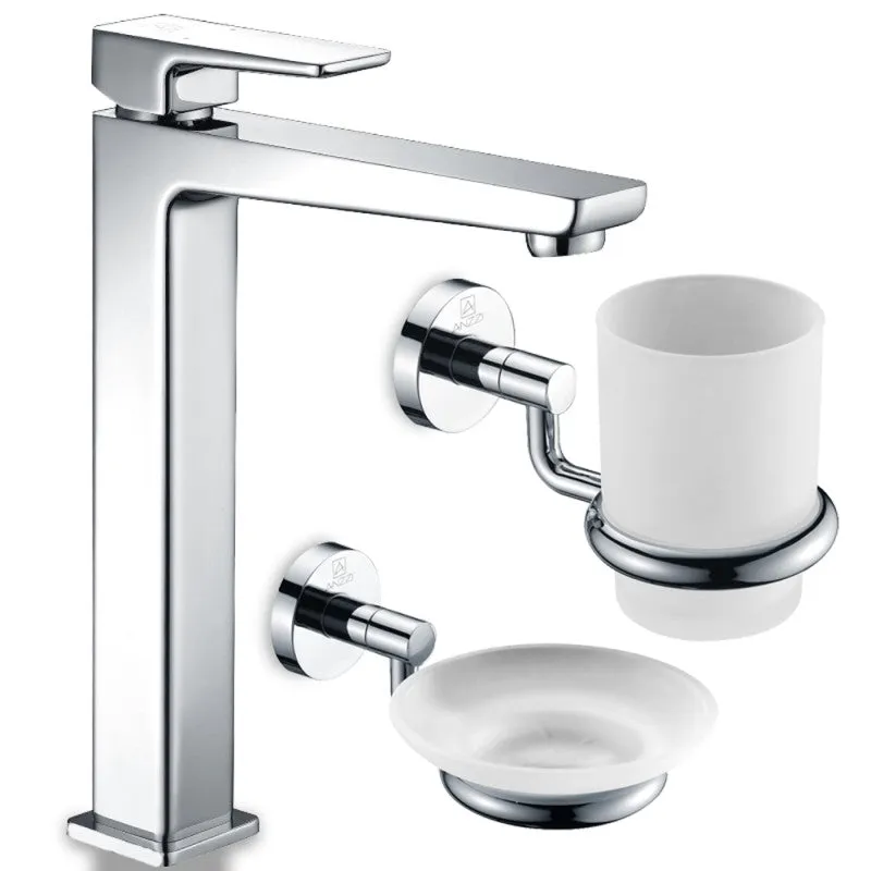 ANZZI Valor Single Hole Single-Handle Bathroom Faucet in Polished Chrome with Soap Dish and Toothbrush Holder