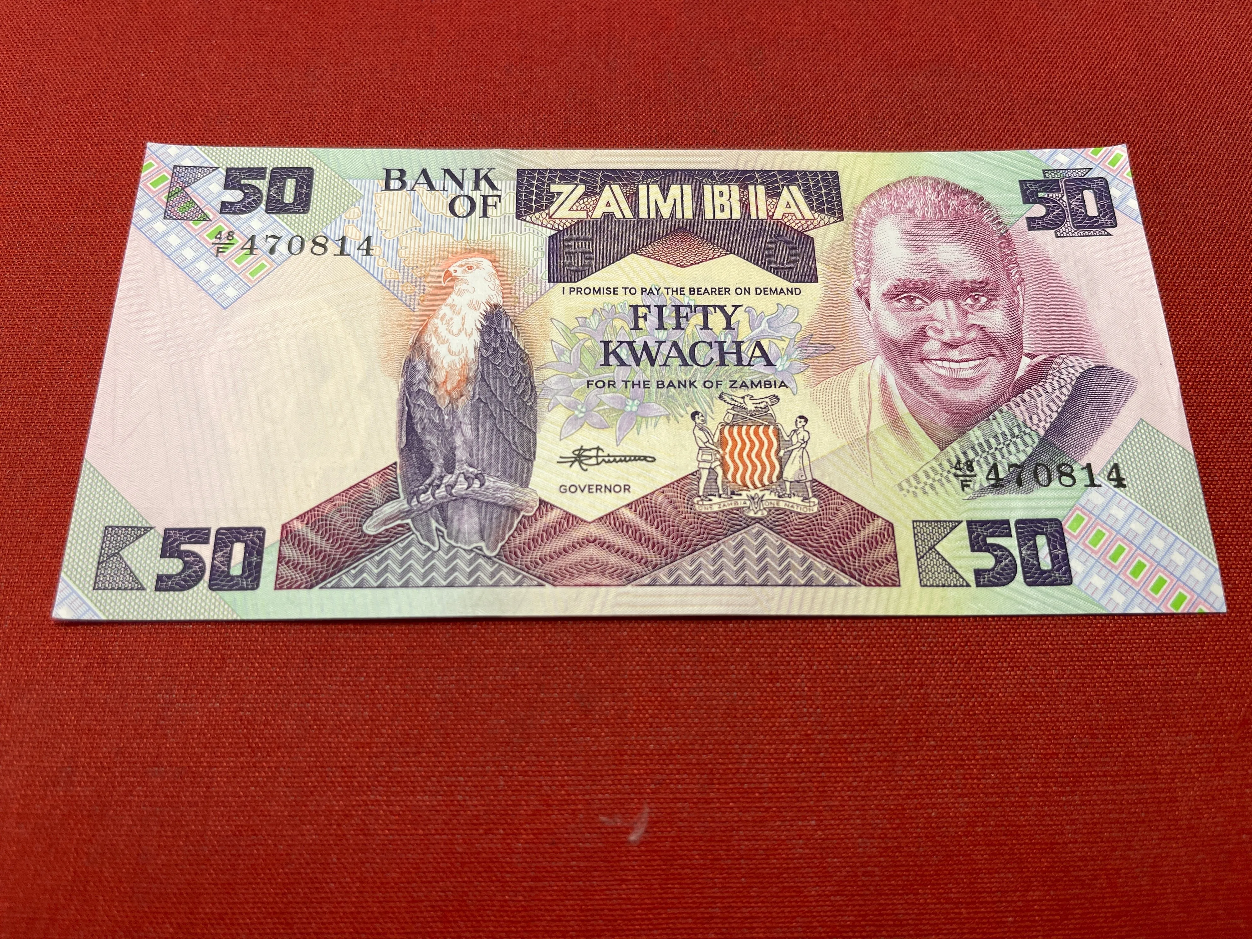 Bank of Zambia 50 Kwacha Serial A/F 9841069