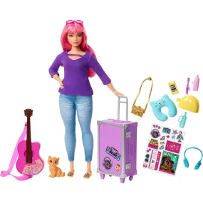 Barbie Dreamhouse Adventures Doll & Accessories, Travel Set with Daisy Doll, Kitten, Working Suitcase & 9 Pieces