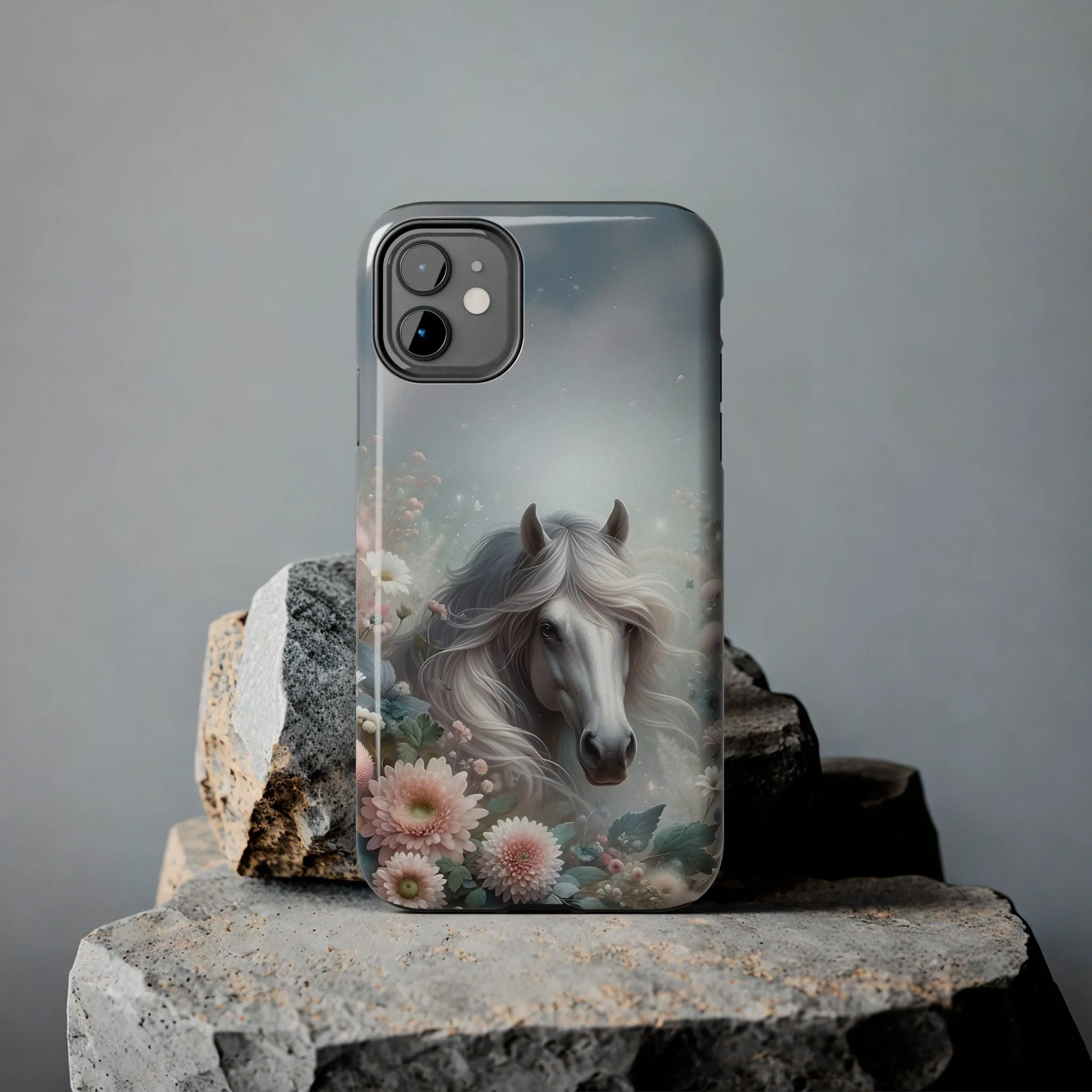 Beautiful Horse and Floral print Design Tough Phone Case compatible with a large variety of iPhone models, Gift, Phone Case