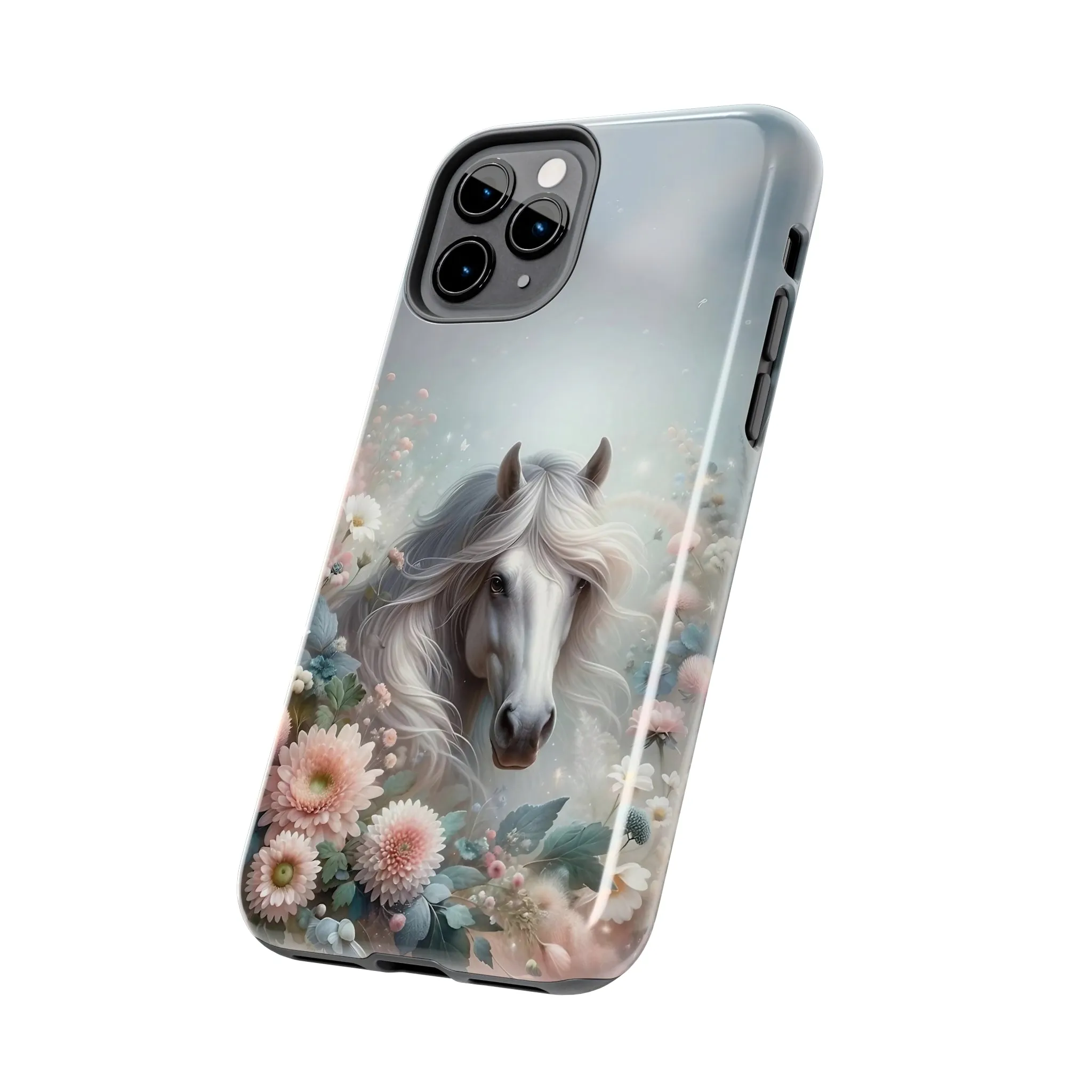 Beautiful Horse and Floral print Design Tough Phone Case compatible with a large variety of iPhone models, Gift, Phone Case