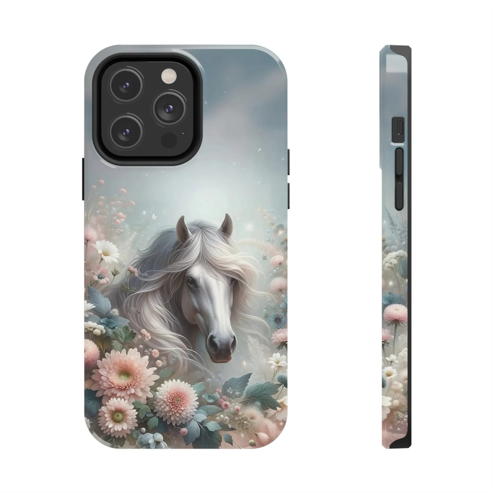 Beautiful Horse and Floral print Design Tough Phone Case compatible with a large variety of iPhone models, Gift, Phone Case