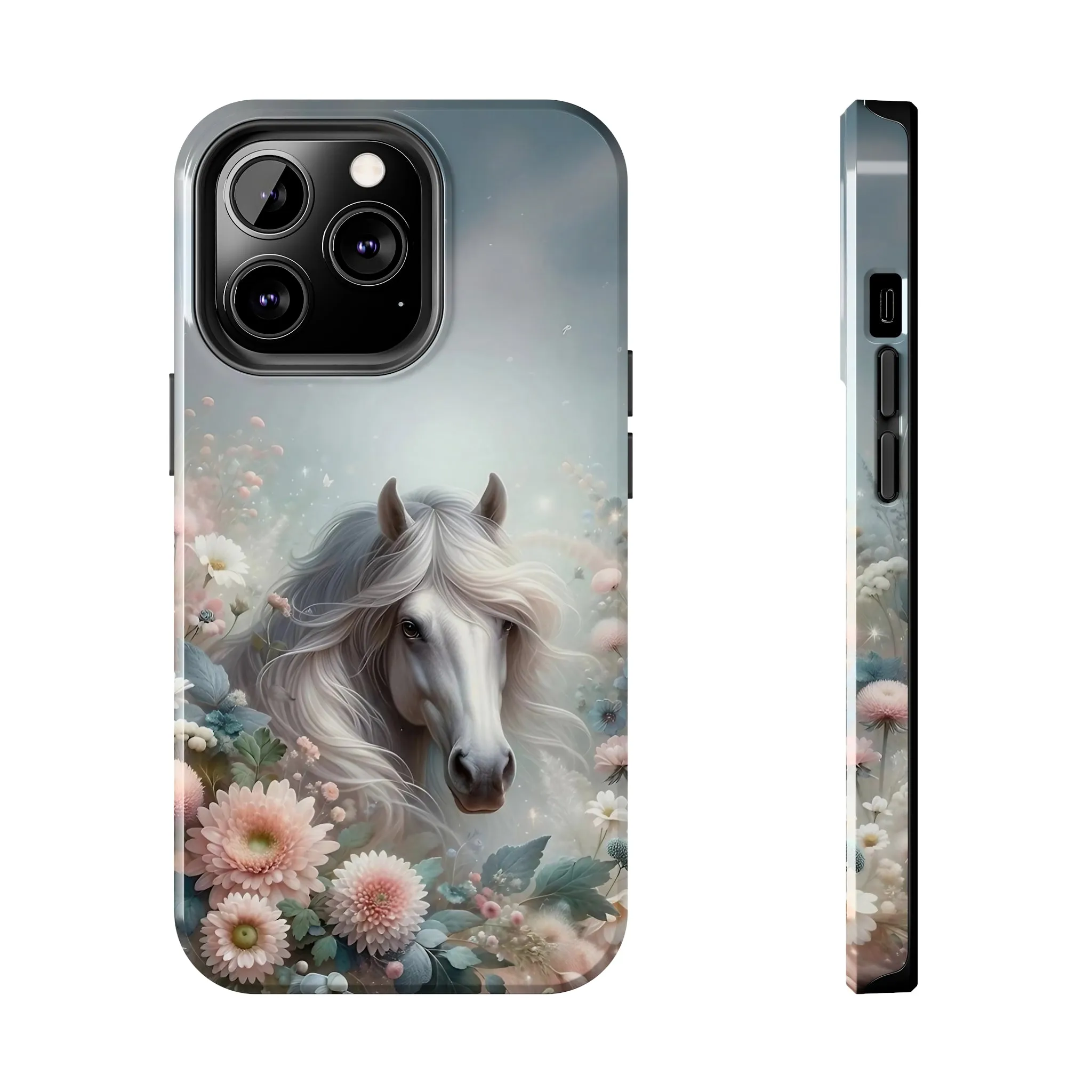 Beautiful Horse and Floral print Design Tough Phone Case compatible with a large variety of iPhone models, Gift, Phone Case