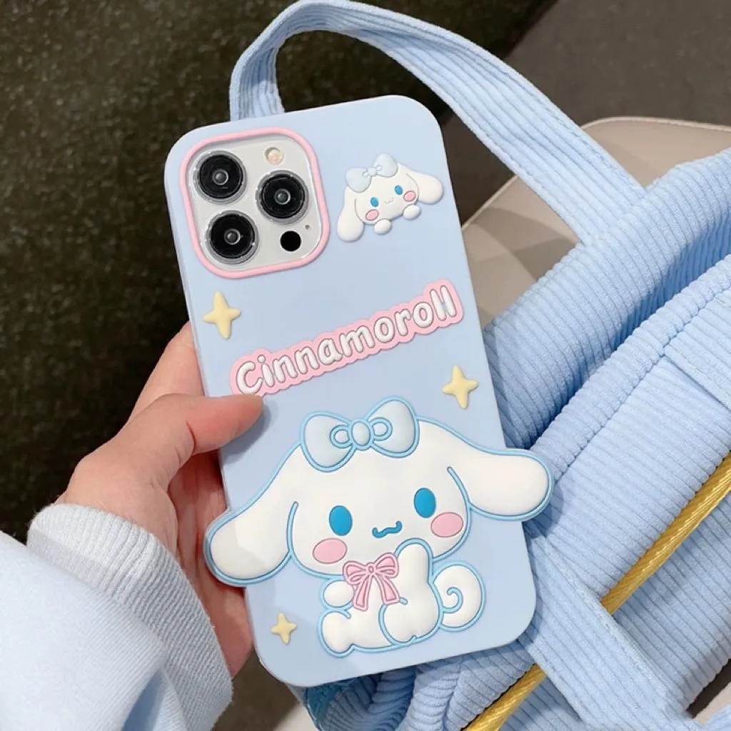 Big Ribbon Cinnamoroll Blue Soft iPhone Case 11 12 13 14 15 Pro Promax