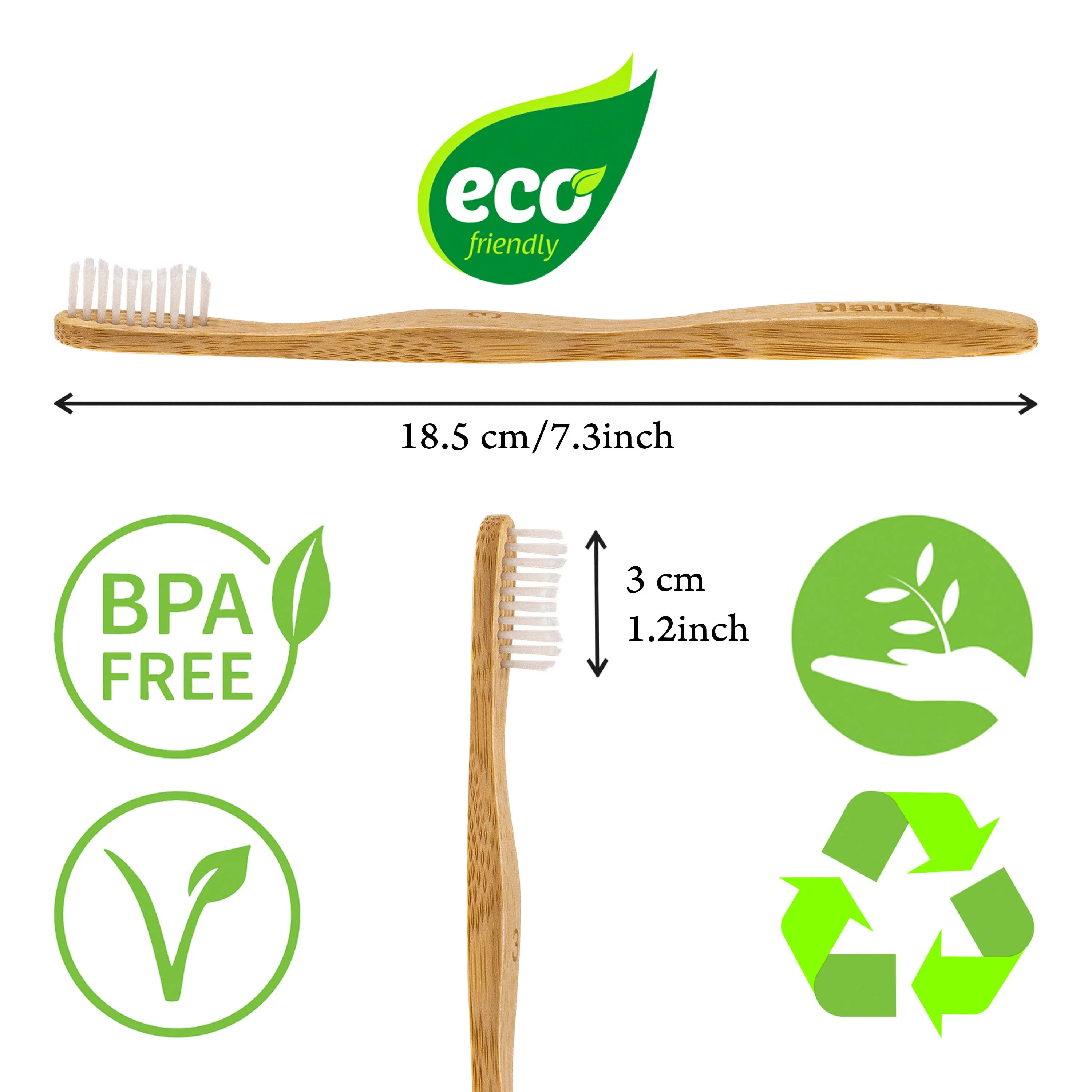 blauKe Bamboo Toothbrush Set 4-Pack - Medium Bristle