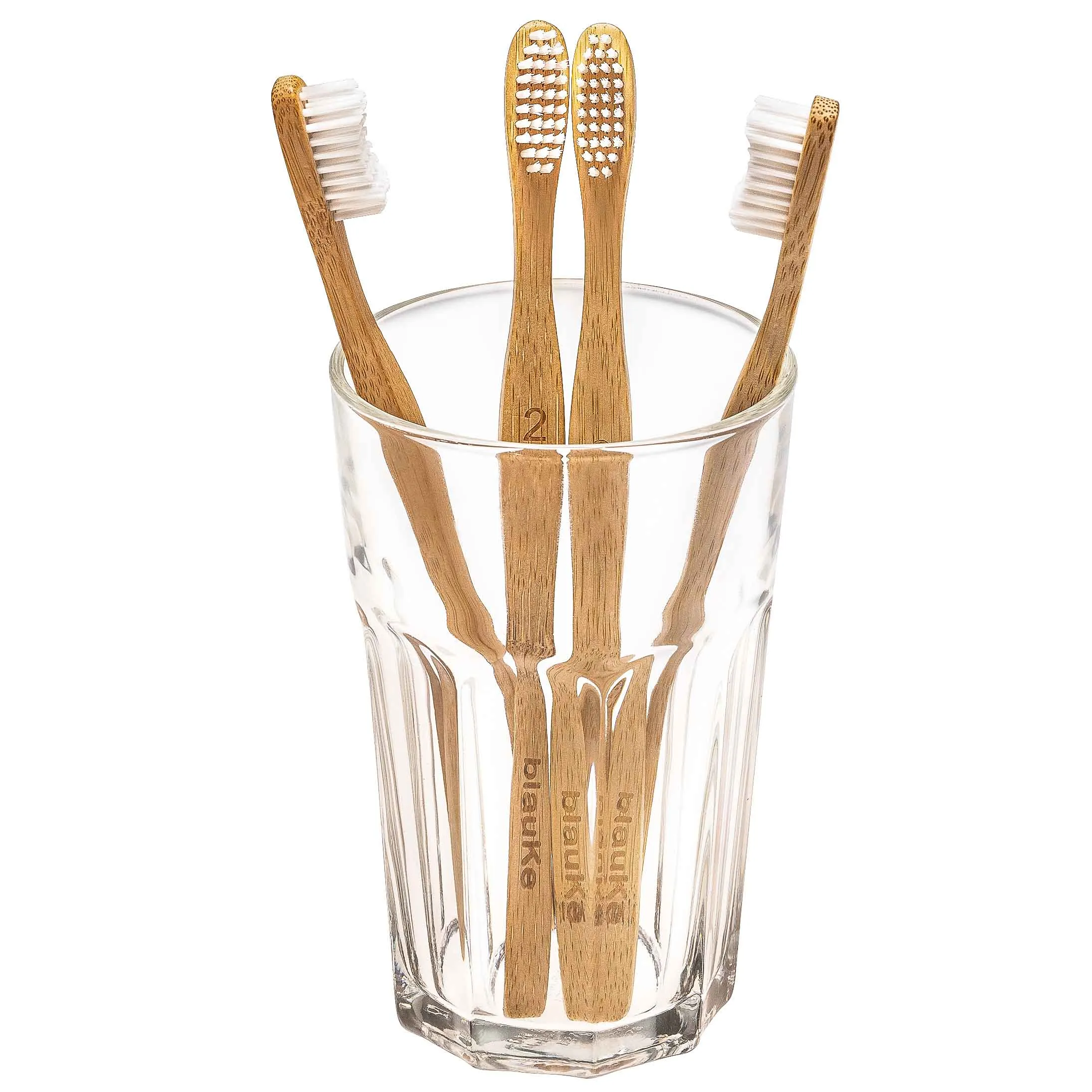 blauKe Bamboo Toothbrush Set 4-Pack - Medium Bristle