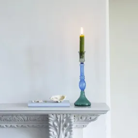 Blue & Green Glass Candle Stick