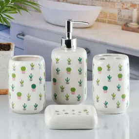 Cactus Bath Set White - 4pcs