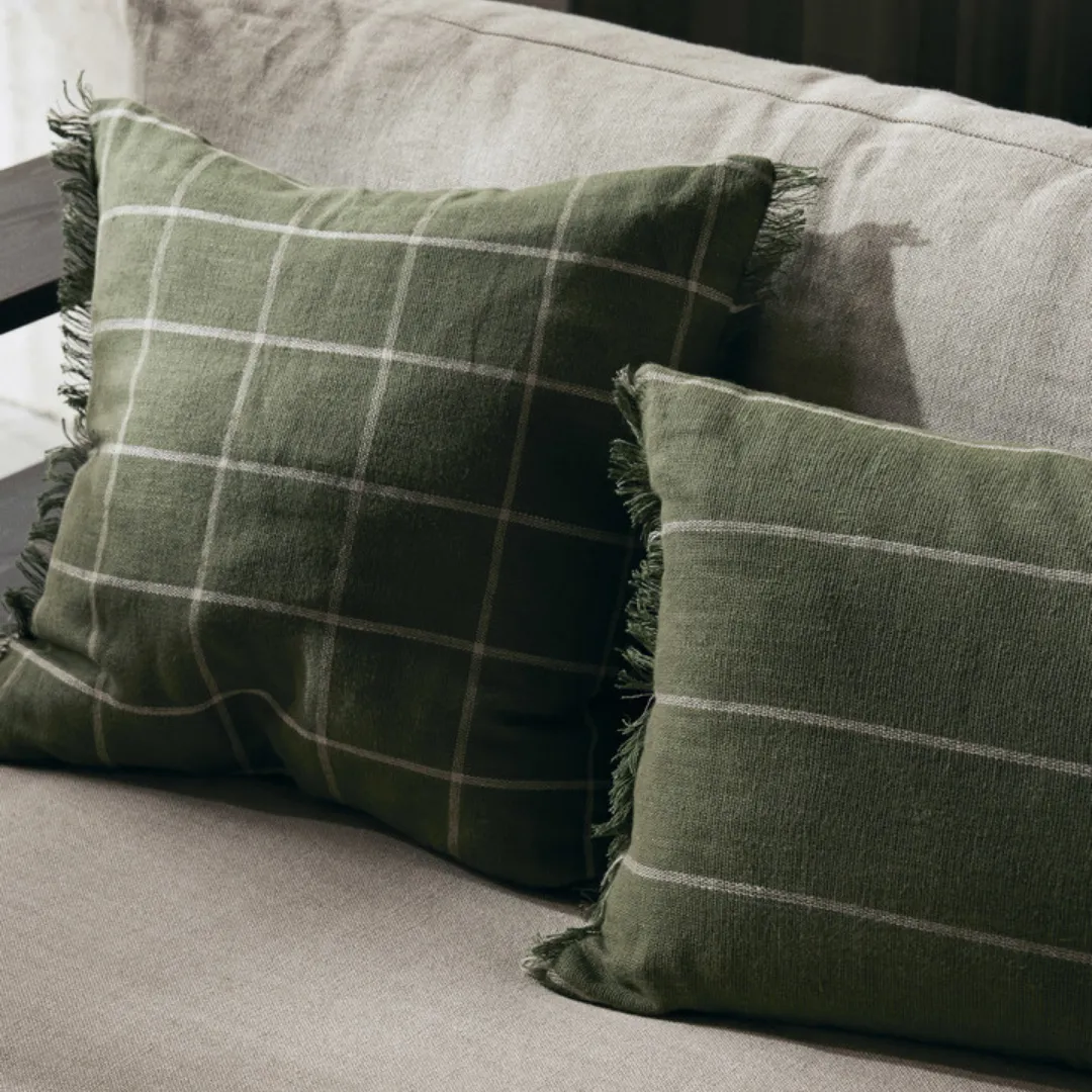 Calm Cushion - Rectangular - Olive/Off-White