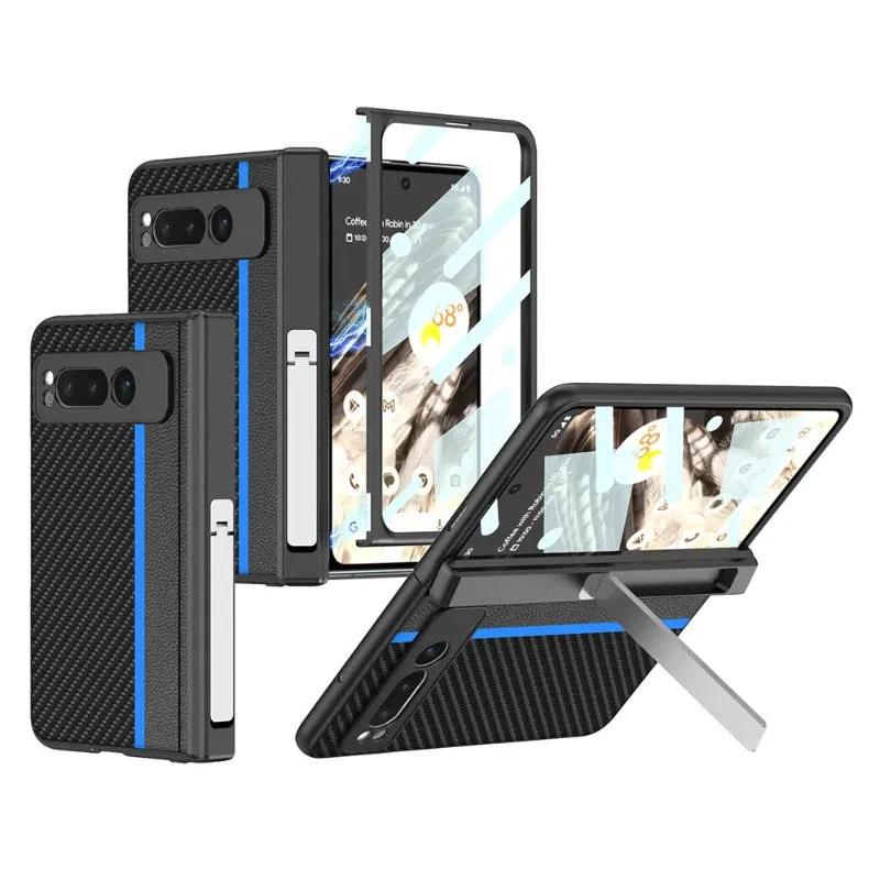 Carbon Fiber Magnetic Phone Case WIth Kickstand For Google Pixel Fold