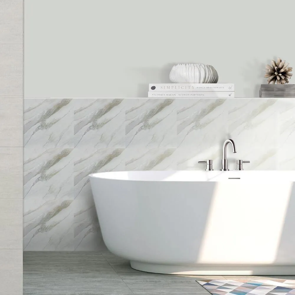 Carrara White Marble Peel and Stick Wall Tile